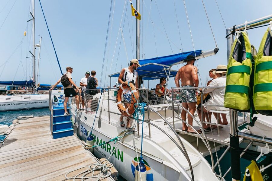Costa Adeje: Whale Watching Catamaran Tour with Drinks - Free drinks and the small-boat vibe on a 50-person catamaran