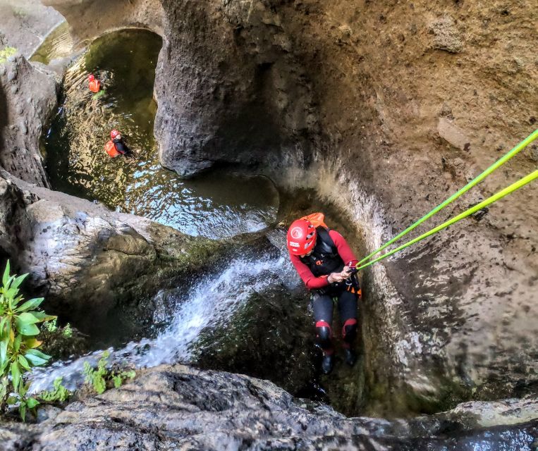Tenerife: Guided Canyoning Experience - The Main Event: Rappels, Jumps, and a 15-Meter Slide