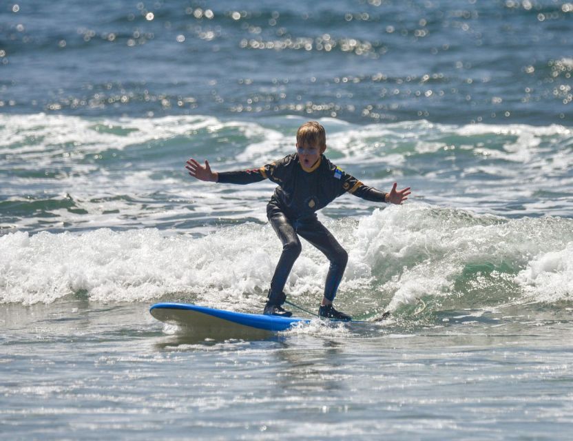 Tenerife: Surfing Lesson for Kids in Las Americas - Playa de Las Americas and the Teide View During Learning